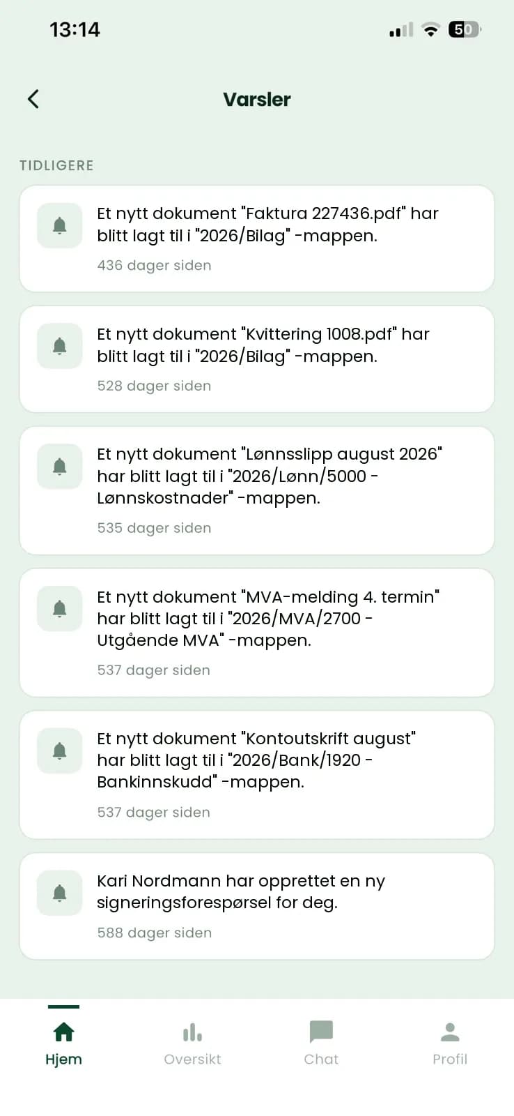 Notifications about new documents and signing requests